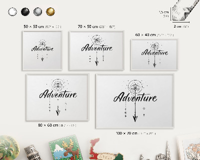 Magnetic board for travel magnets in a white frame Adventure Theme