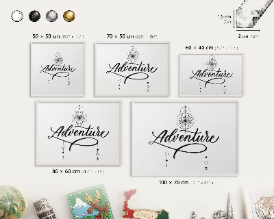 Magnetic board for travel magnets in a white frame Typographic Adventure
