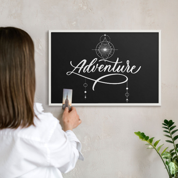 Decorative magnet board with a white frame Travel inspiration