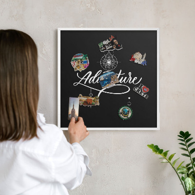 Decorative magnet board with a white frame Travel inspiration
