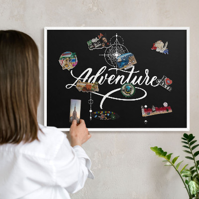 Decorative magnet board with a white frame Travel inspiration