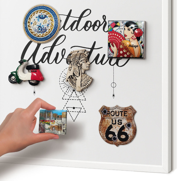 Magnetic board for travel magnets in a white frame Outdoor Adventure