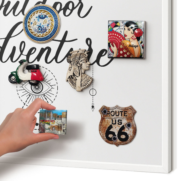 Magnetic board for travel magnets in a white frame Outdoor Adventure