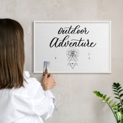 Magnetic board for travel magnets in a white frame Outdoor Adventure