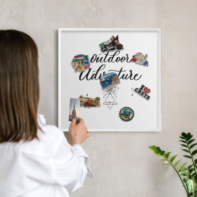 Magnetic board for travel magnets in a white frame Outdoor Adventure