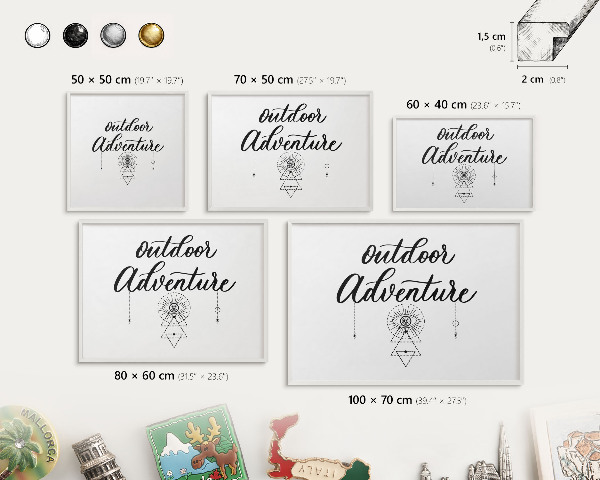 Magnetic board for travel magnets in a white frame Outdoor Adventure