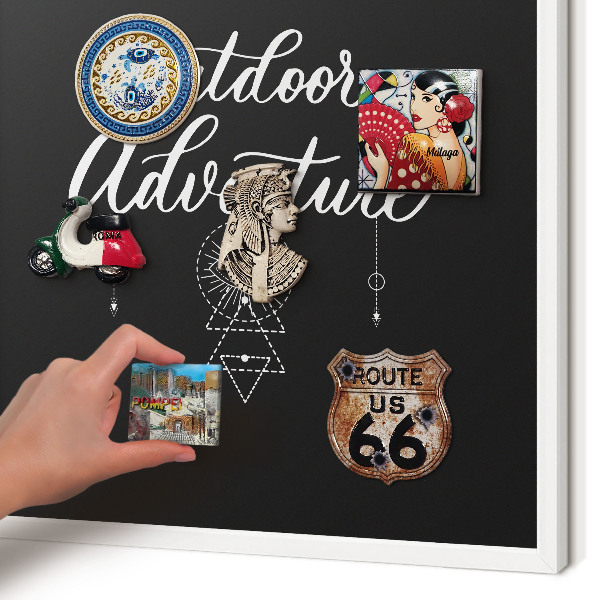 Decorative magnet board with a white frame Outdoor Adventure