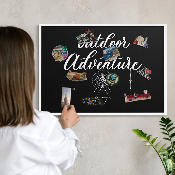 Decorative magnet board with a white frame Outdoor Adventure