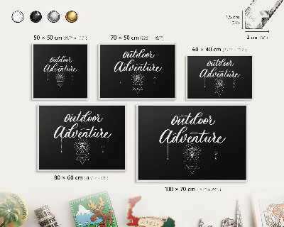 Decorative magnet board with a white frame Outdoor Adventure