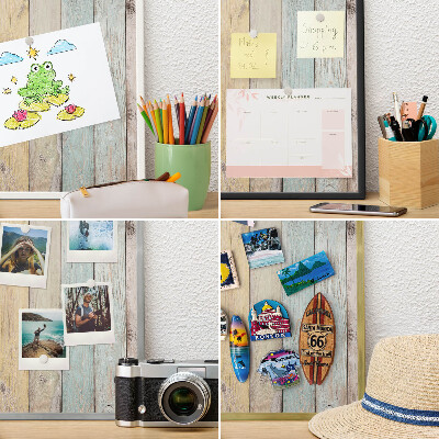Magnetic board for travel magnets in a white frame Rustic boards