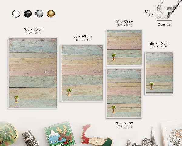 Magnetic board for travel magnets in a white frame Rustic boards