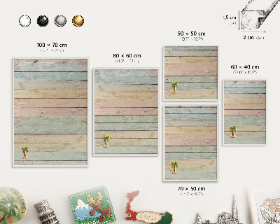 Magnetic board for travel magnets in a white frame Rustic boards