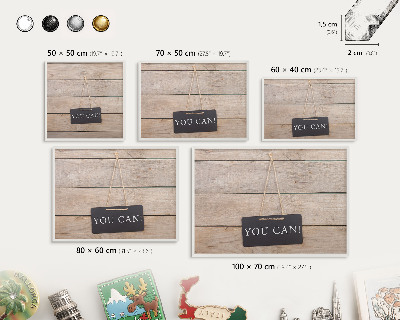 Magnetic board for travel magnets in a white frame Motivation every day
