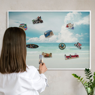 Decorative magnet board with a white frame Maritime harmony