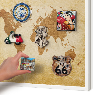 Decorative magnet board with a white frame Vintage map
