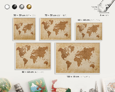 Decorative magnet board with a white frame Vintage map