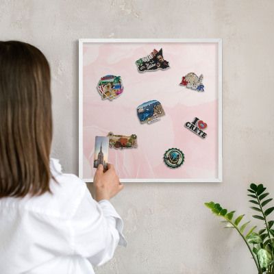 Decorative magnet board with a white frame Delicate pink