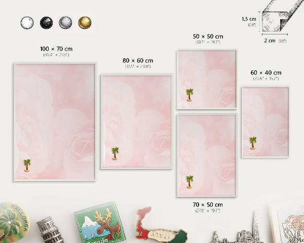 Decorative magnet board with a white frame Delicate pink