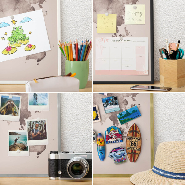 Decorative magnet board with a white frame World map