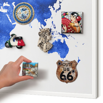 Decorative magnet board with a white frame World map