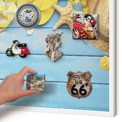 Magnetic board for travel magnets in a white frame Beach vibe