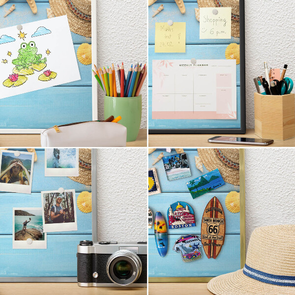 Magnetic board for travel magnets in a white frame Beach vibe