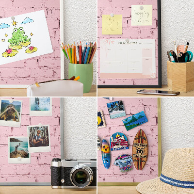 Decorative magnet board with a white frame Pink brick