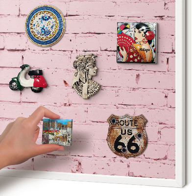 Decorative magnet board with a white frame Pink brick