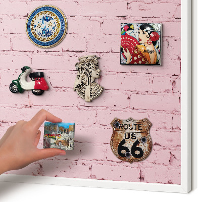 Decorative magnet board with a white frame Pink brick