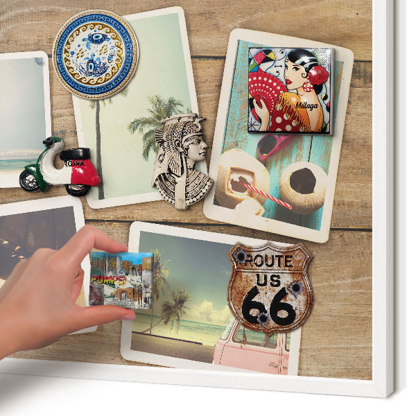 Decorative magnet board with a white frame Holiday nostalgia