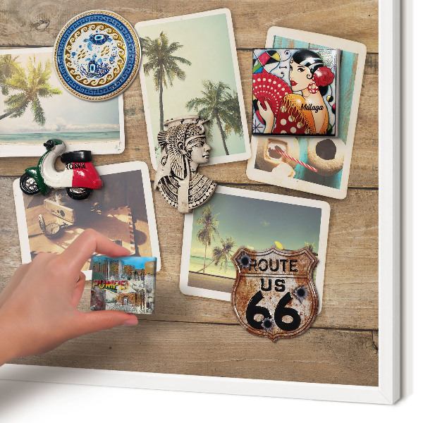 Decorative magnet board with a white frame Holiday nostalgia