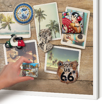 Decorative magnet board with a white frame Holiday nostalgia