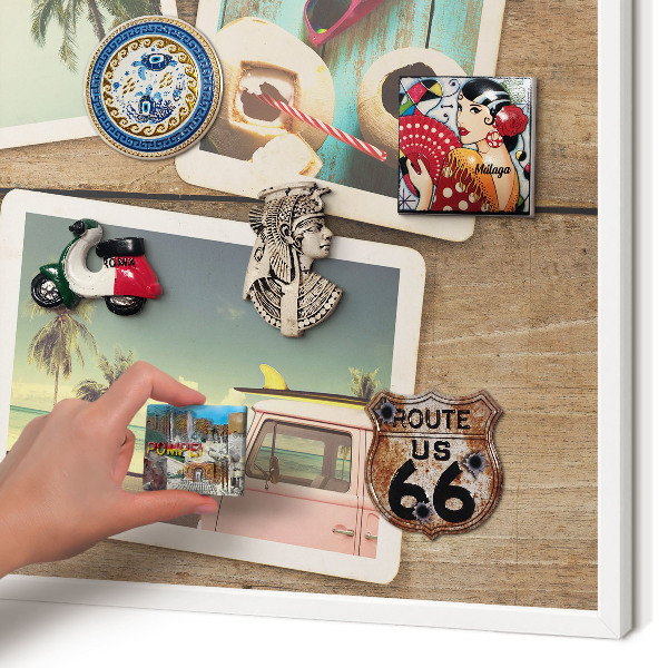 Decorative magnet board with a white frame Holiday nostalgia