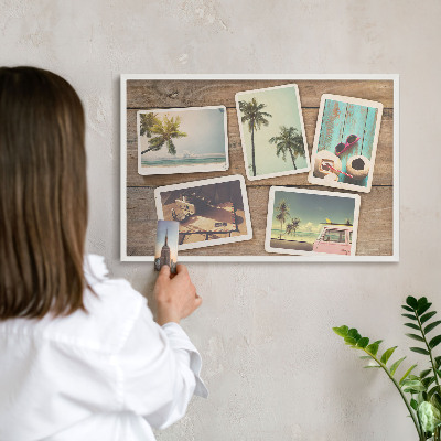 Decorative magnet board with a white frame Holiday nostalgia