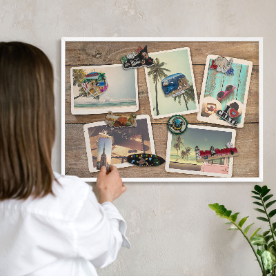 Decorative magnet board with a white frame Holiday nostalgia