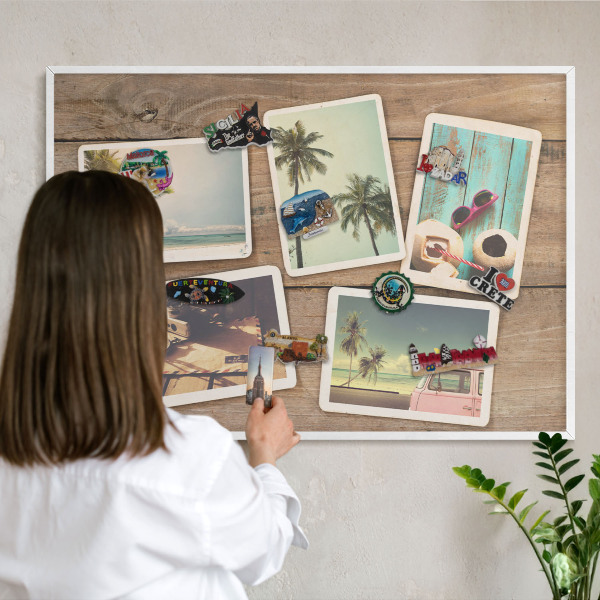 Decorative magnet board with a white frame Holiday nostalgia