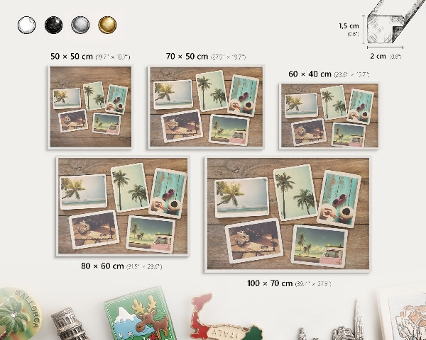 Decorative magnet board with a white frame Holiday nostalgia