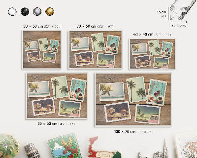 Decorative magnet board with a white frame Holiday nostalgia