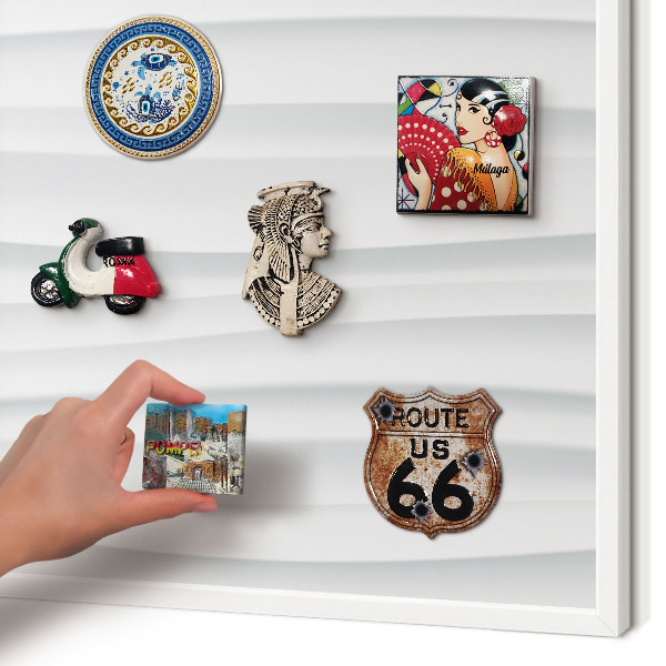 Decorative magnet board with a white frame White waves