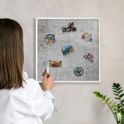 Decorative magnet board with a white frame Concrete pattern