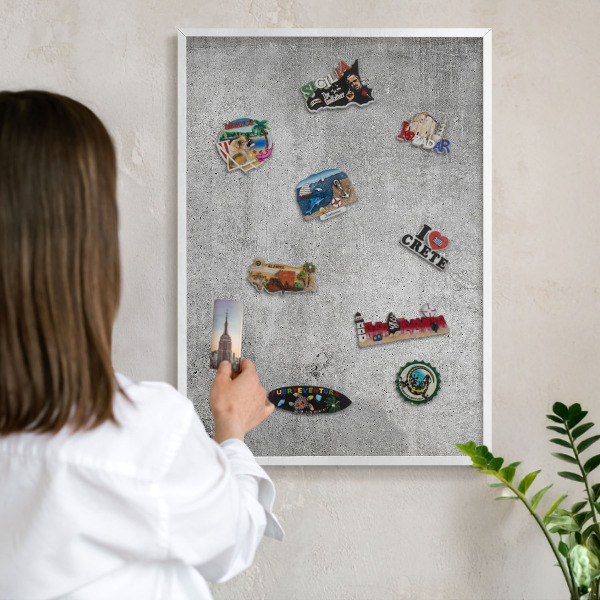Decorative magnet board with a white frame Concrete pattern