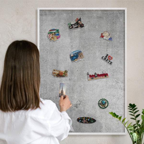 Decorative magnet board with a white frame Concrete pattern