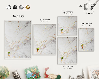 Magnetic board for travel magnets in a white frame Marble elegance