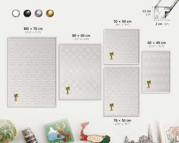 Decorative magnet board with a white frame Gentle waves