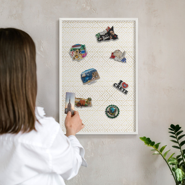Decorative magnet board with a white frame Leaf geometry