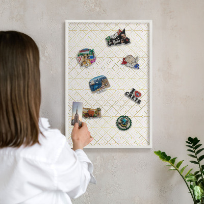 Decorative magnet board with a white frame Leaf geometry