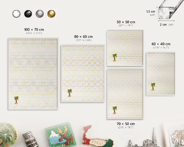 Decorative magnet board with a white frame Leaf geometry