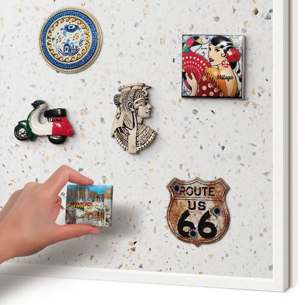 Decorative magnet board with a white frame Terrazzo pattern
