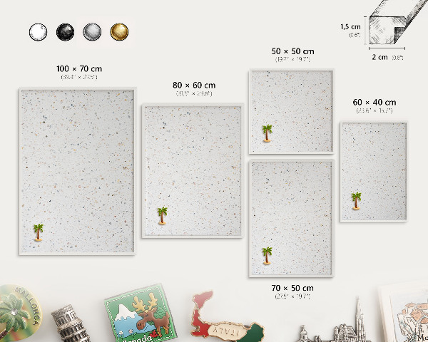 Decorative magnet board with a white frame Terrazzo pattern
