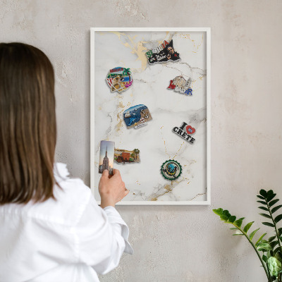 Decorative magnet board with a white frame Delicate elegance
